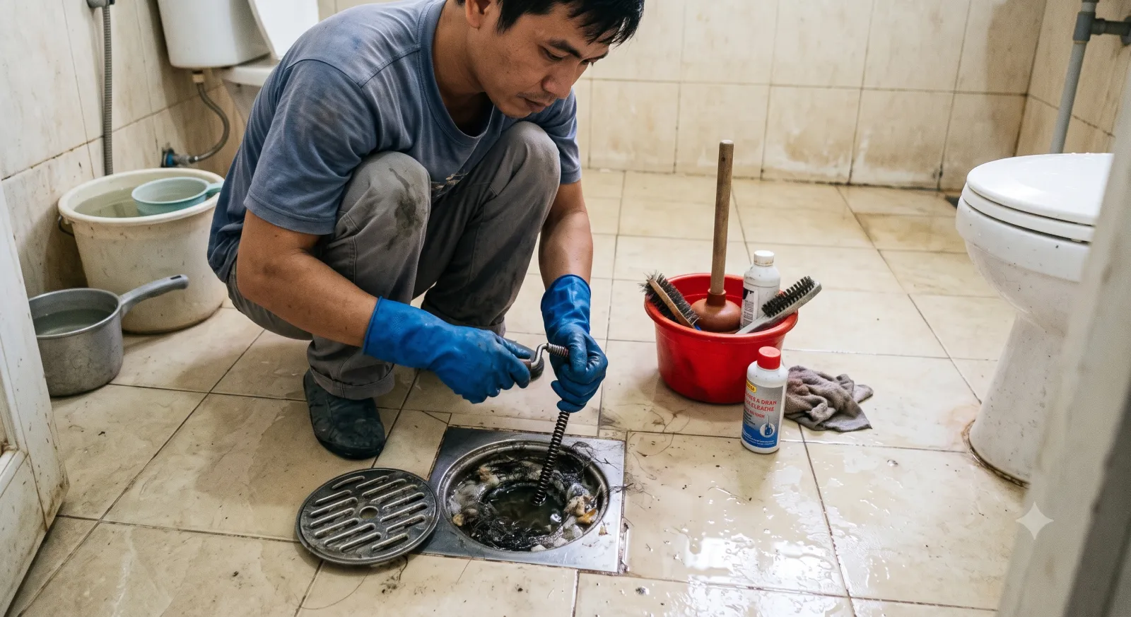 Thông thoát sàn nghẹt