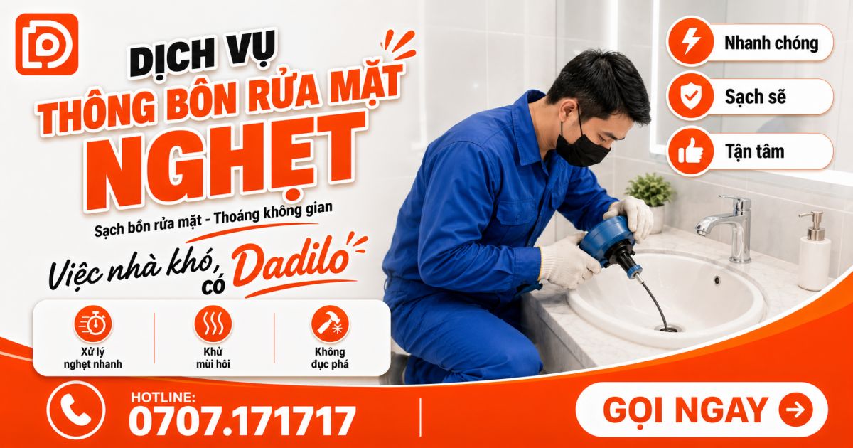 Thông bồn rửa mặt nghẹt