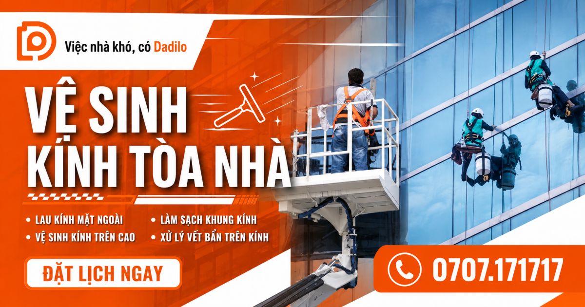 Dịch vụ vệ sinh kính tòa nhà tại Cần Thơ
