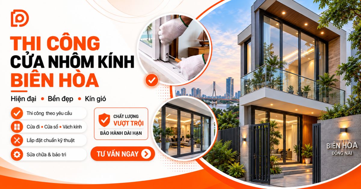 Dịch vụ thi công cửa nhôm/kính tại Đồng Nai