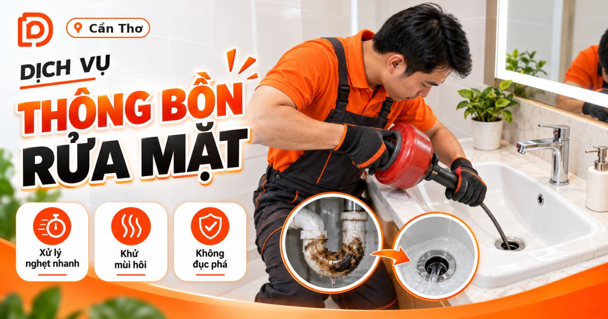 Dịch vụ thông bồn rửa mặt nghẹt tại Cần Thơ