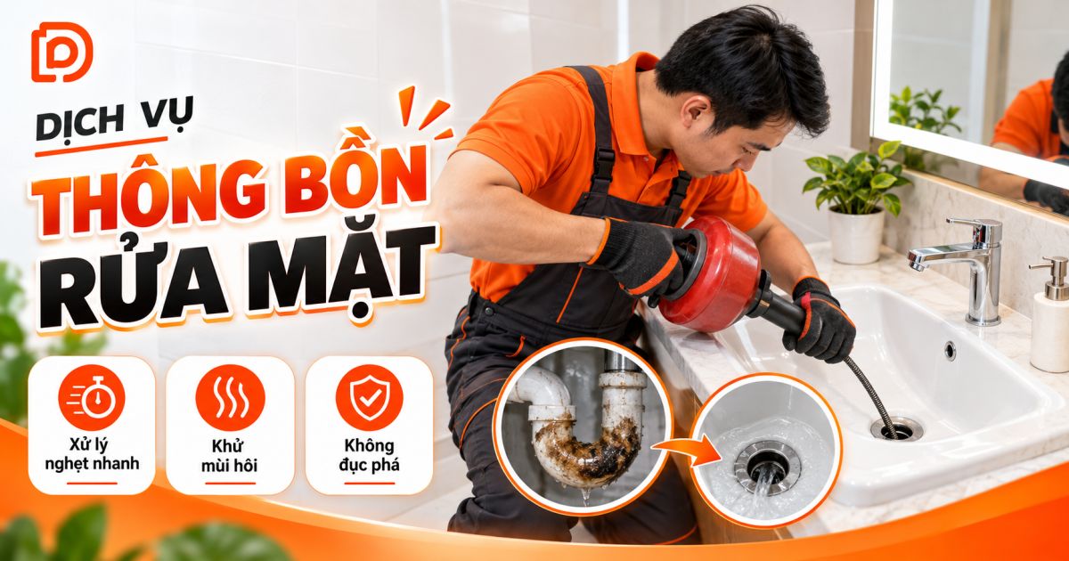 Thông bồn rửa mặt nghẹt
