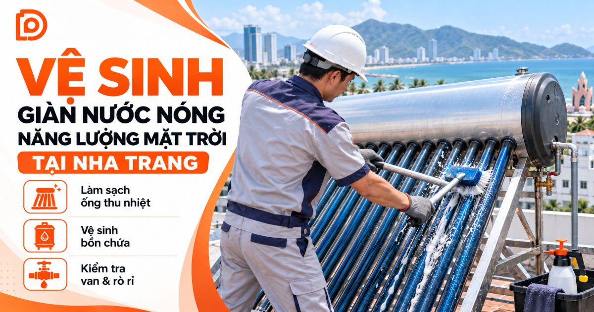 Dịch vụ vệ sinh giàn nước nóng NLMT tại Khánh Hòa