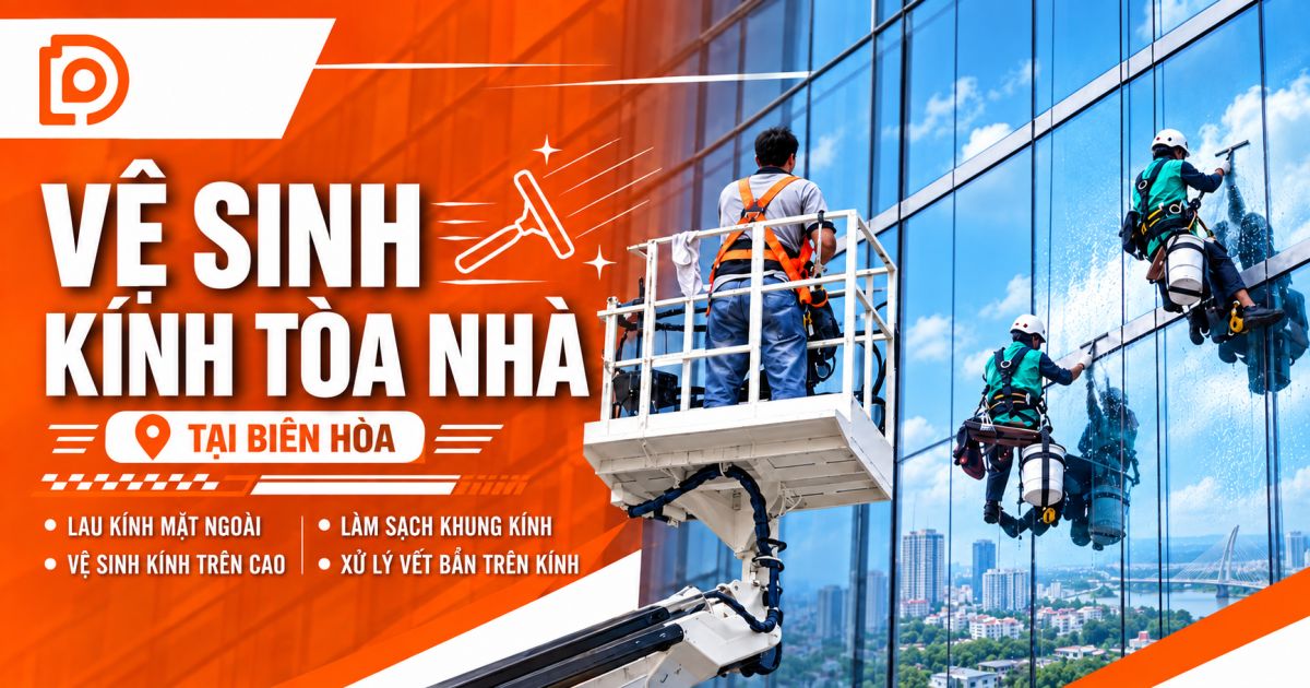 Dịch vụ vệ sinh kính tòa nhà tại Đồng Nai